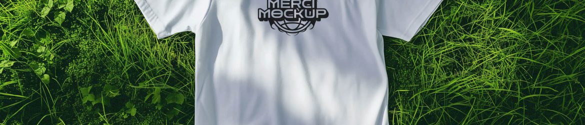 Free White T-Shirt On Grass Mockup PSD