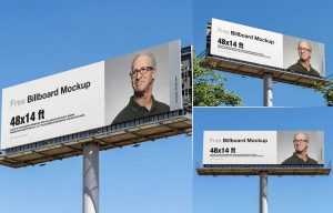 Free Wide Billboard Mockup / 48×14 ft