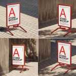Free Wind Resistant Sidewalk Sign Stand Mockup PSD Set