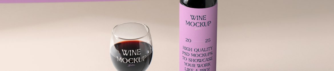 Free Wine Bottle & Glass Mockup Free Wine Bottle & Glass Mockup