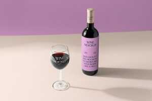 Free Wine Bottle & Glass Mockup