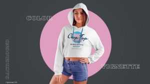 Free Women Crop Top Hoodie Mockup - Free Mockups PSD | PsFiles