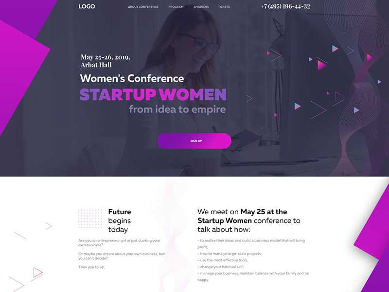 Free Women StartUp Website Landing Page Free PSD Template