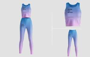 Free Women’s Tight Leggings & Crop Top Set Mockup Files