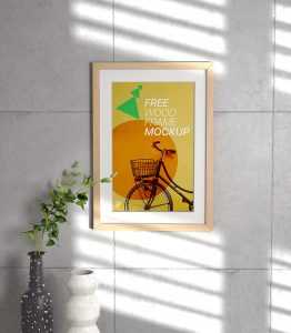 Free Wood Frame Mockup on Wall | Free PSD download