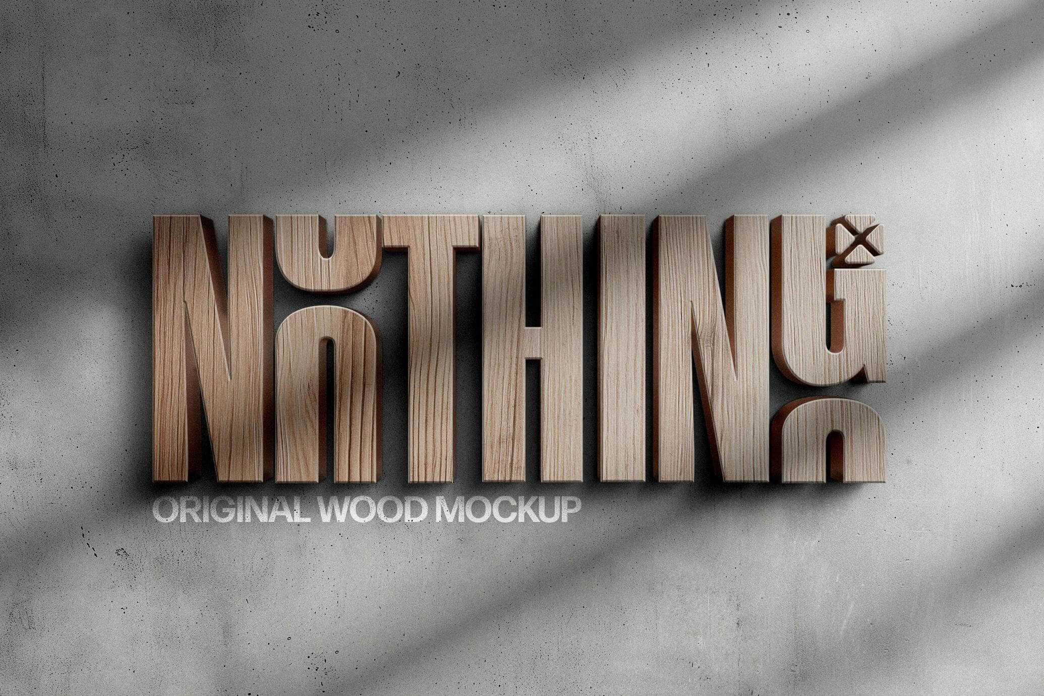 Free Wooden 3D Logo Mockup PSD