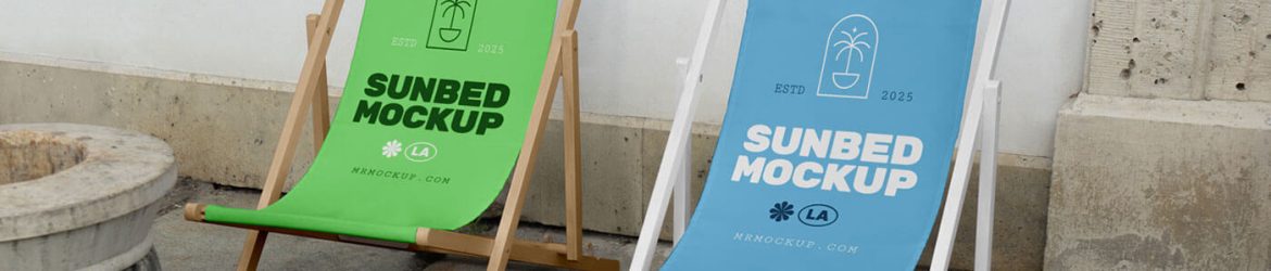 Free Wooden Folding Beach Sling Chairs Mockup PSD