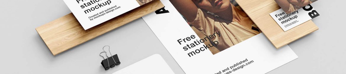 Free Wooden Plank Stationery Mockup PSD Set (5 Renders) PSD