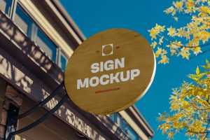 Free Wooden Sign Mockup