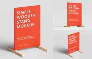 Free Wooden Stand Frame Poster Mockups PSD