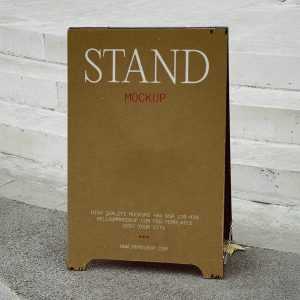Free Wooden Stand PSD Mockup