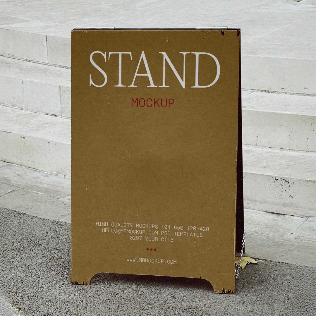Free Wooden Stand PSD Mockup