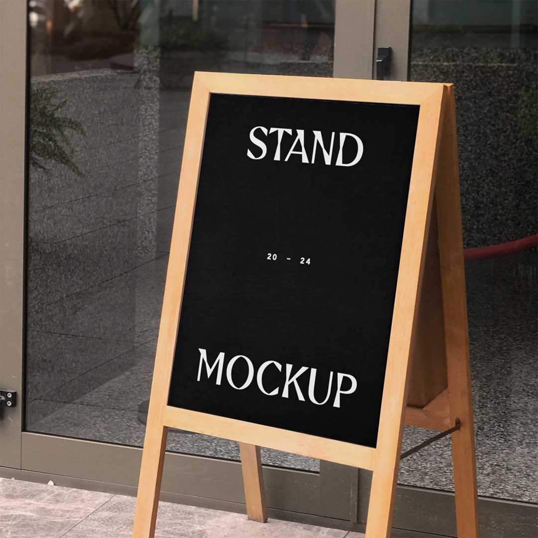Free Wooden Street Stand Mockup