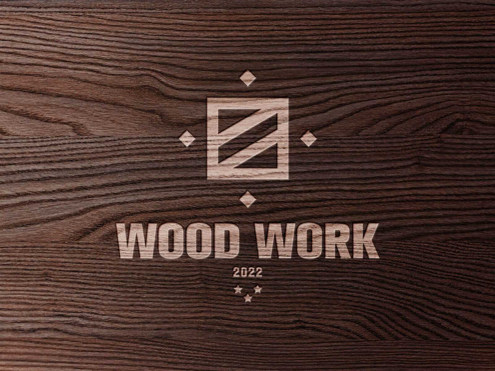 Free Wooden Text and Logo Mockup PSD