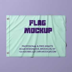 Free Wrinkled Flag Mockup