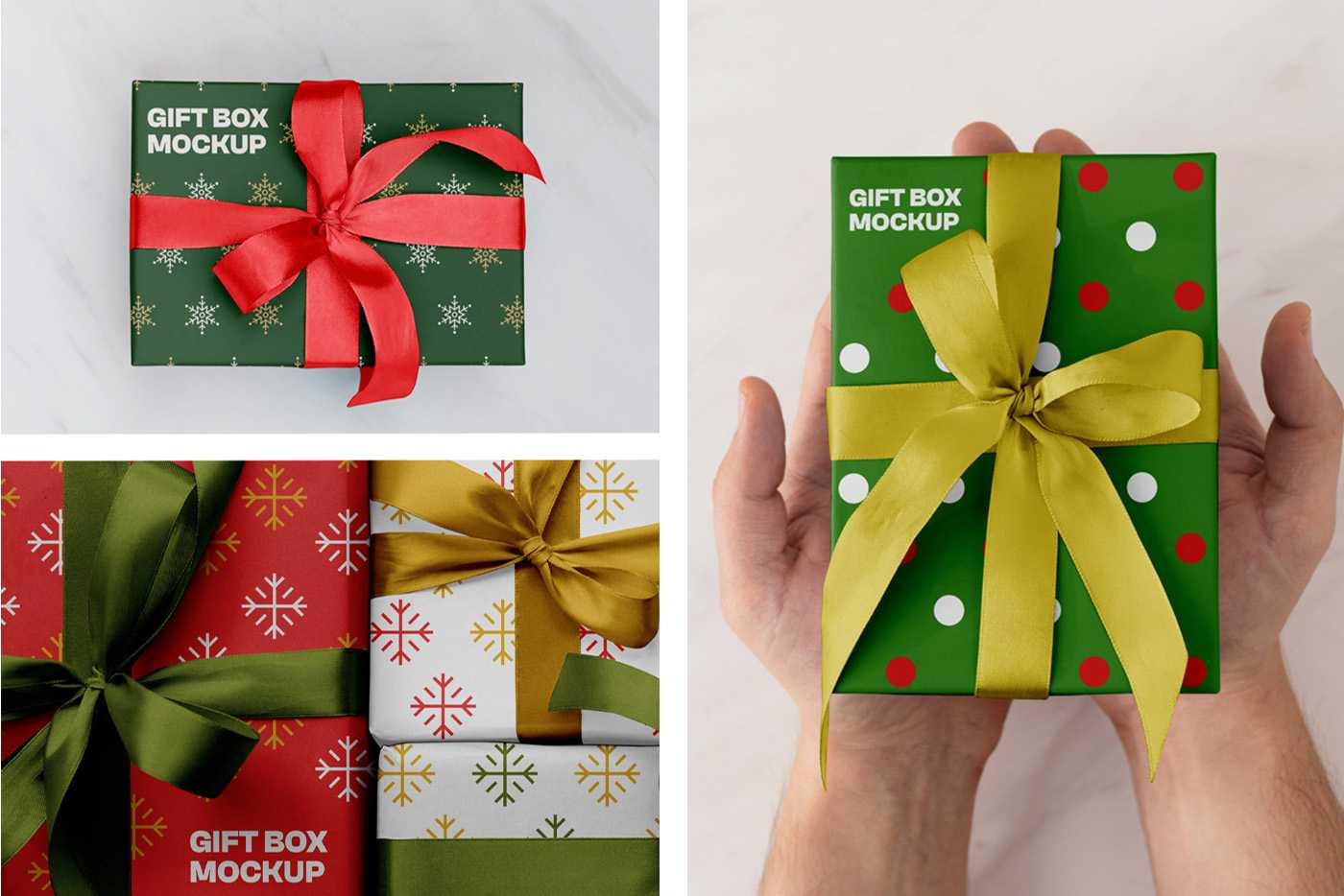 Free Xmas Gift Box Mockups