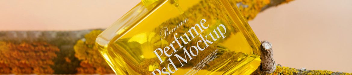 Free Yellow Glass Perfume Bottle Mockup