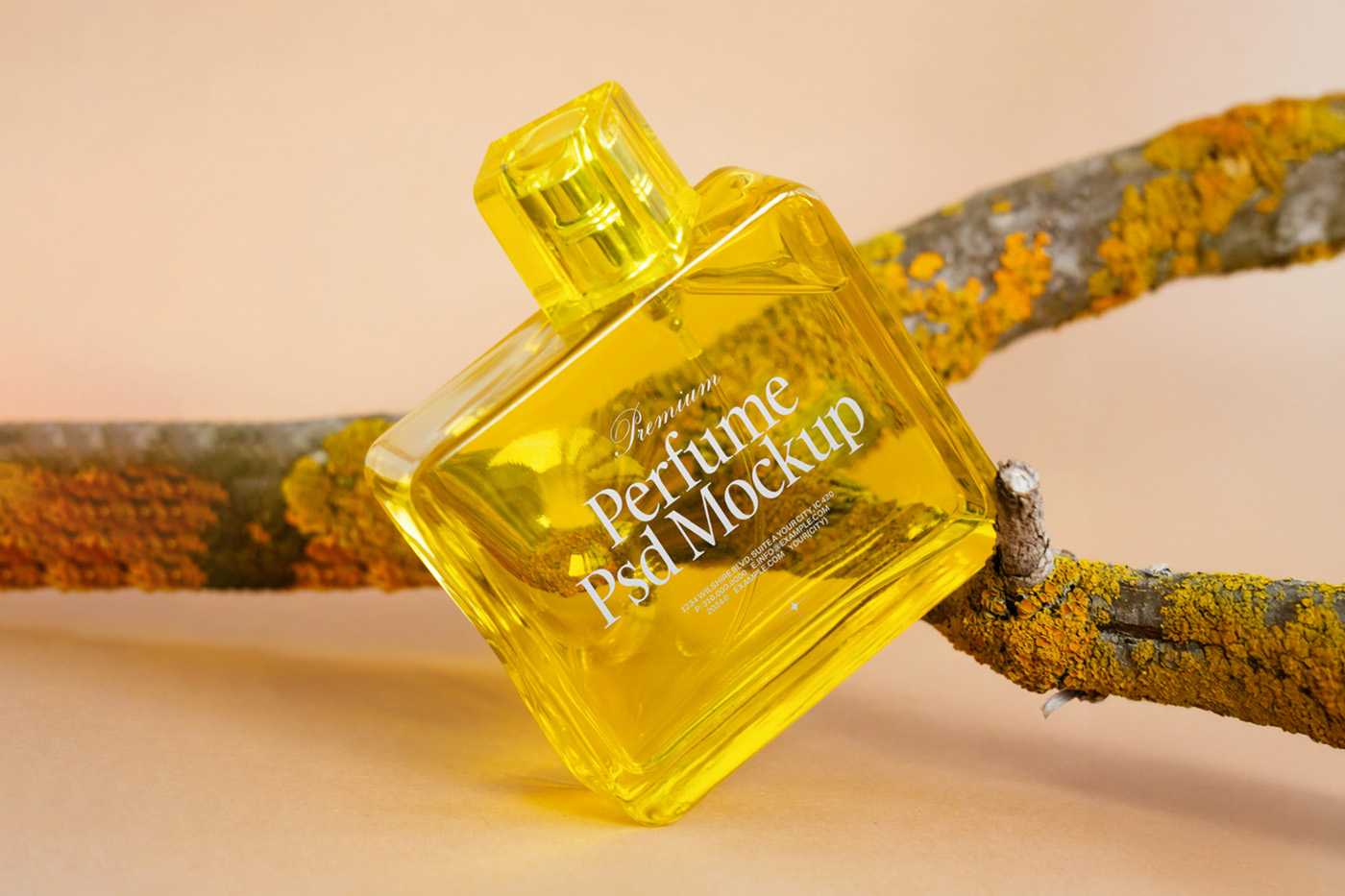 Free Yellow Glass Perfume Bottle Mockup