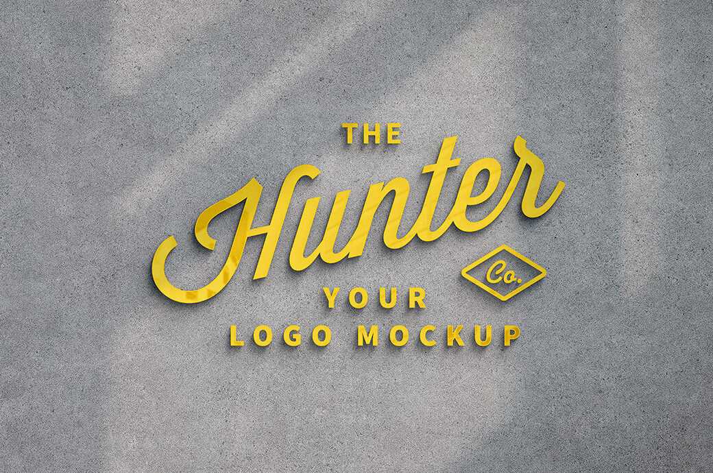 Free Yellow Glowing Logo Mockup on Wall