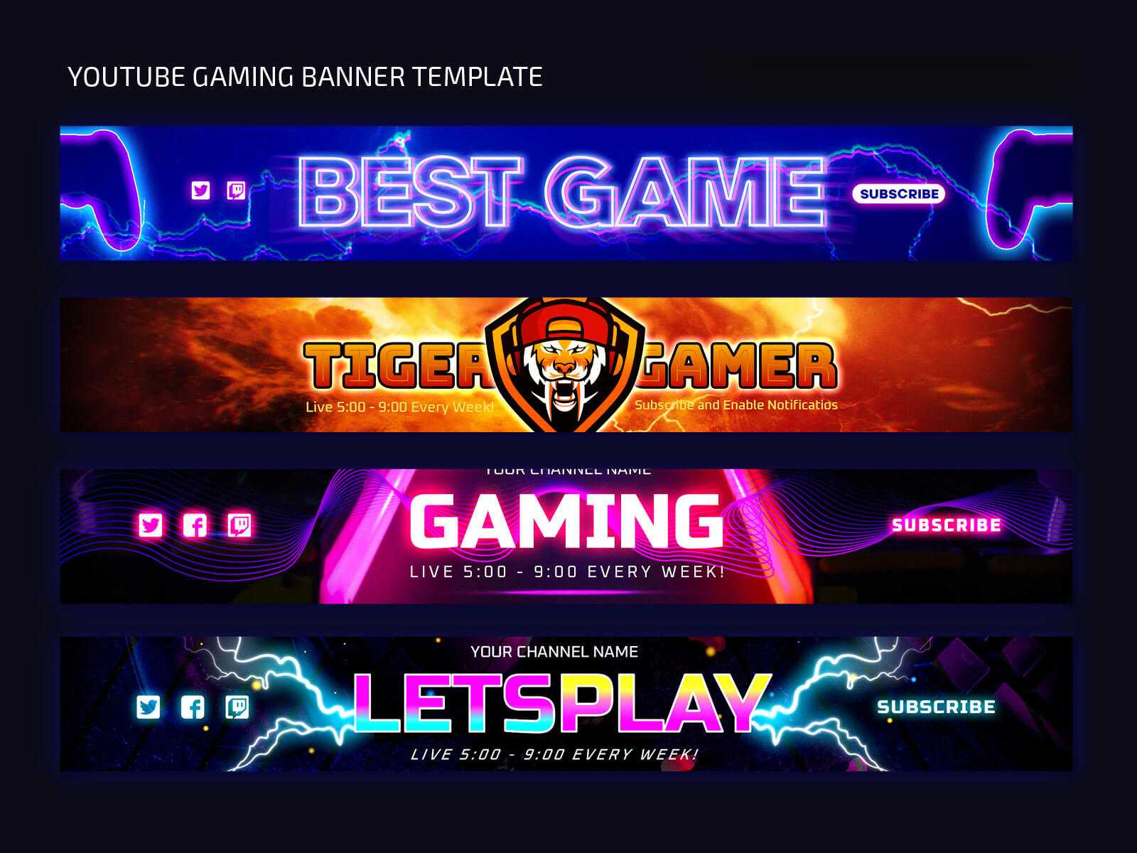 Free YouTube Gaming Banner PSD – Channel Cover Art & Stream Overlay Templates