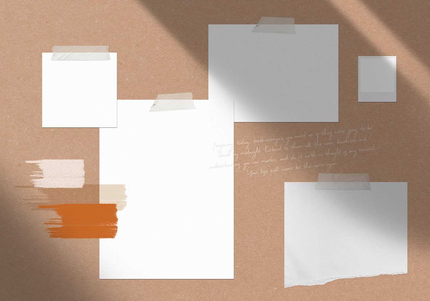 FreePaper Moodboard with Shadows Mockup