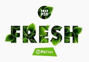 Fresh Green Leaves Text Effect Psd