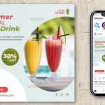Fresh Juice and Drinks Social Media Post Design PSD Template