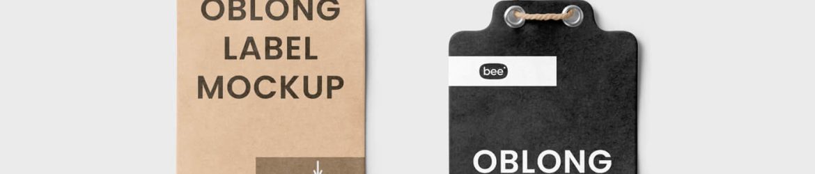 Front Sight of 2 Eco Oblong Labels Mockup Free PSD