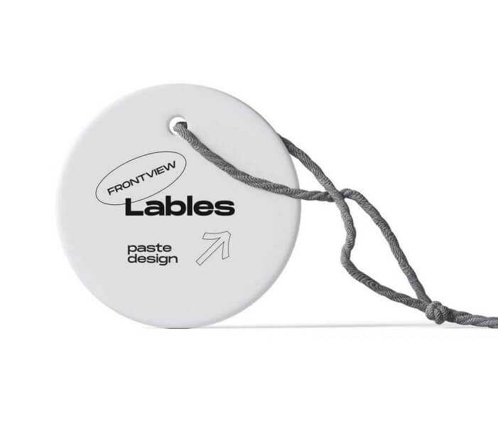Front Sight of Rounded Tag Mockup with Rope
