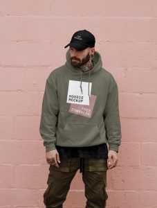 Front View of Male Free Hoodie Mockup PSD + Cap Mockup - Best Free Mockups | PsFiles