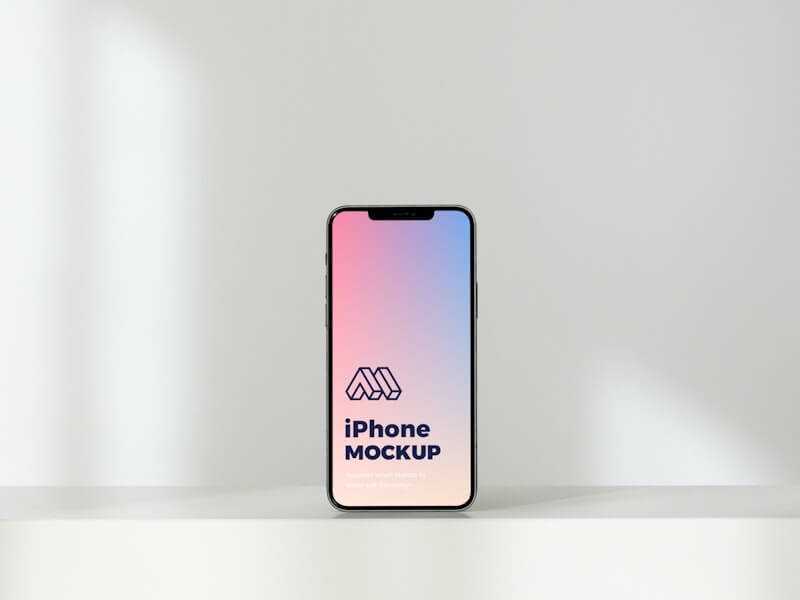 Front View of Standing Free iPhone Mockup PSD