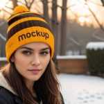 Front View of Winter Hat Mockup Free PSD
