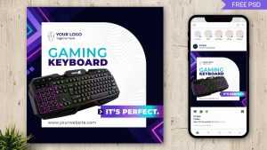 Gaming Keyboard Social Media Post Design Free PSD Template