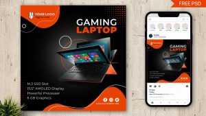 Gaming Laptop Free Social Media Post Design PSD Template