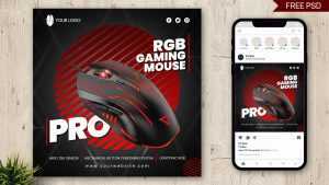 Gaming Mouse Free Social Media Post Design PSD Template