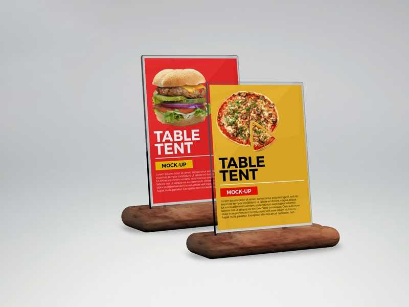 Glass Table Tent Mockup PSD