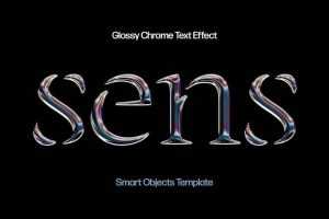 Glossy Chrome Text Effect Free PSD