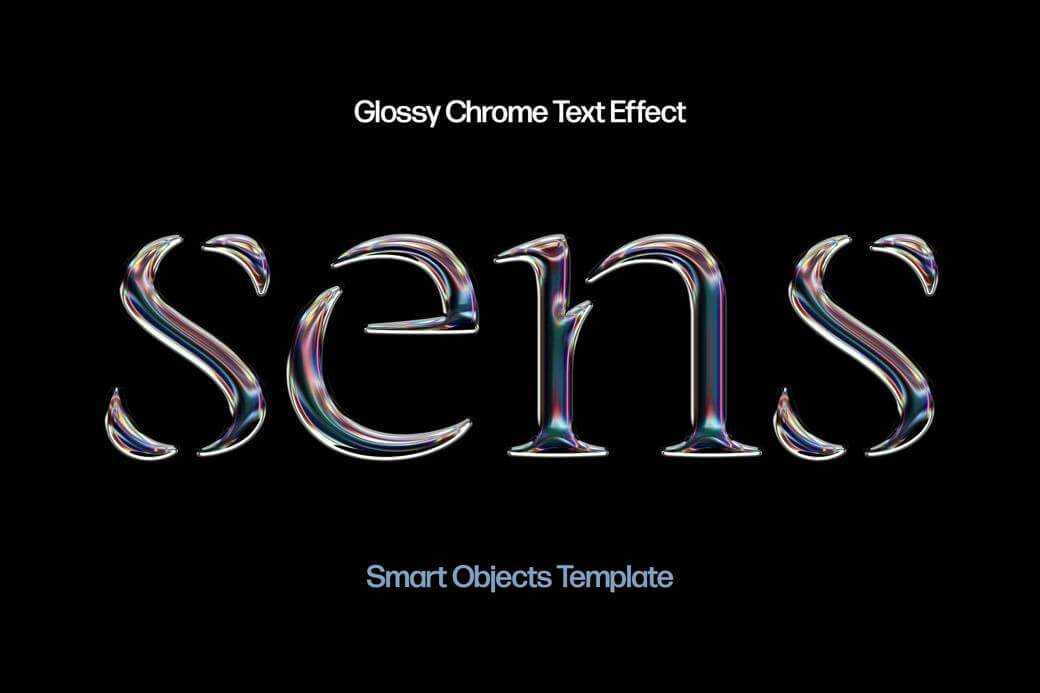 Glossy Chrome Text Effect Free PSD
