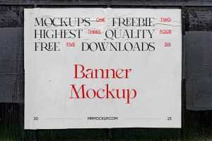 Glued Paper Banner Mockup