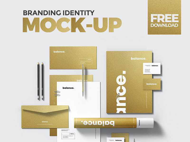 Golden look Brand Identity Mockup PSD for Free PSD