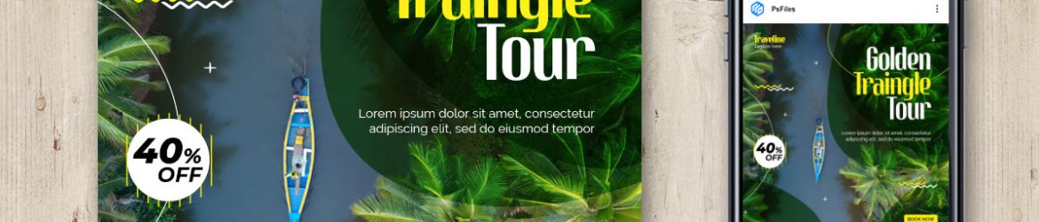 Golden Triangle Tour Agency Instagram Post Design PSD Template
