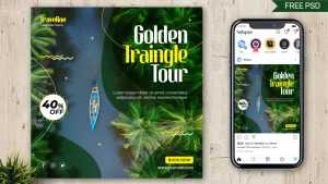 Golden Triangle Tour Agency Instagram Post Design PSD Template