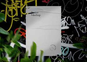 Graffiti Wall, Ragged Paper Poster Mockup PSD free