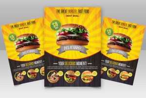 Great Burger Fast Food Free PSD Flyer Template