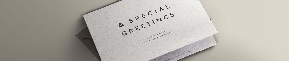 Greeting Card Mockup with Envelope Cover Free PSD