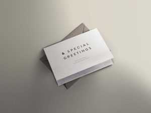 Greeting Card Mockup with Envelope Cover Free PSD