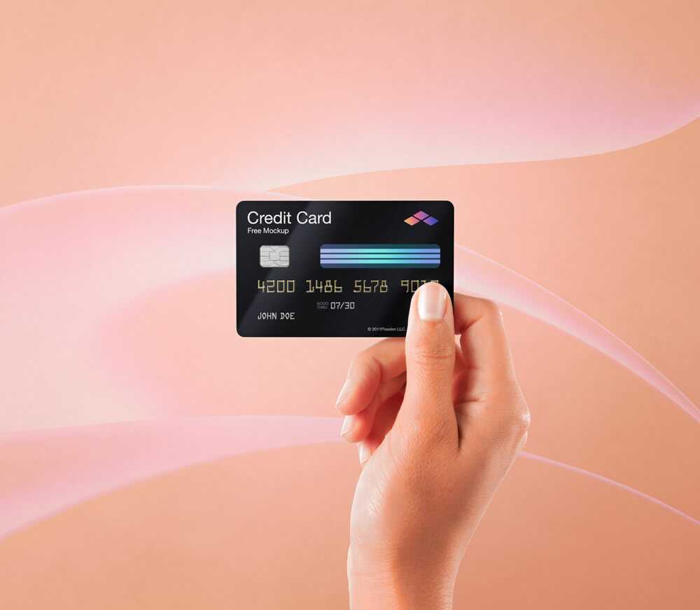 Hand Holding Credit Card Mockup Free PSD