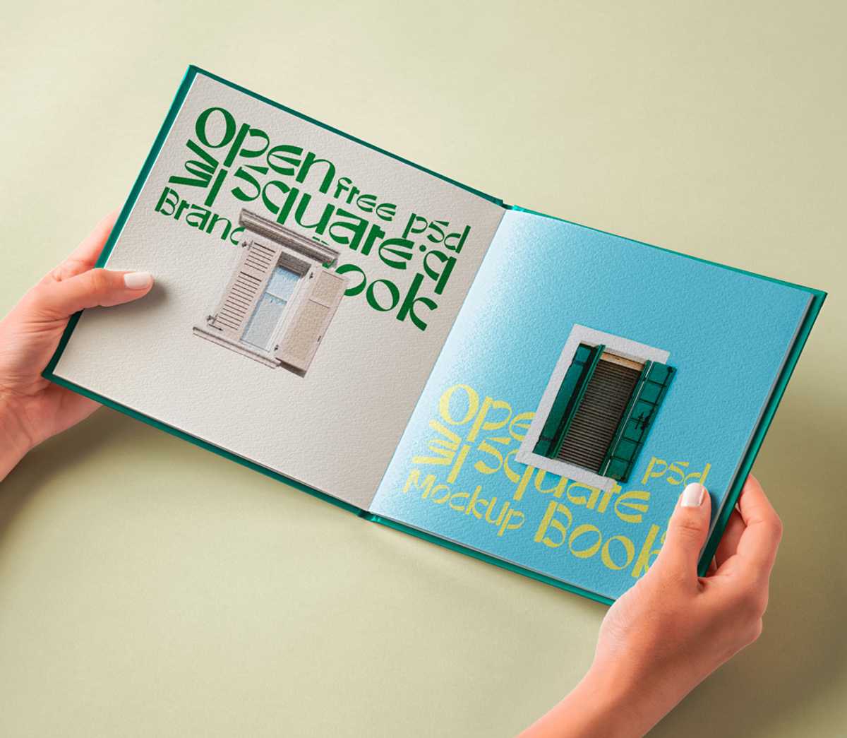 Hand Holding Hardcover Open Book Mockup PSD