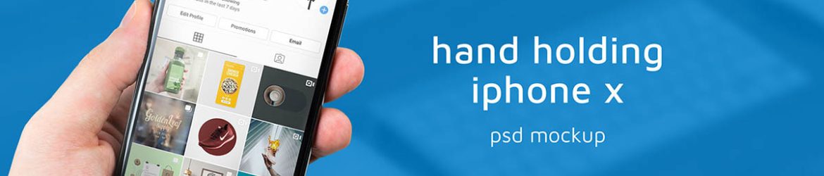 Hand holding iPhone X indoors Mockup PSD