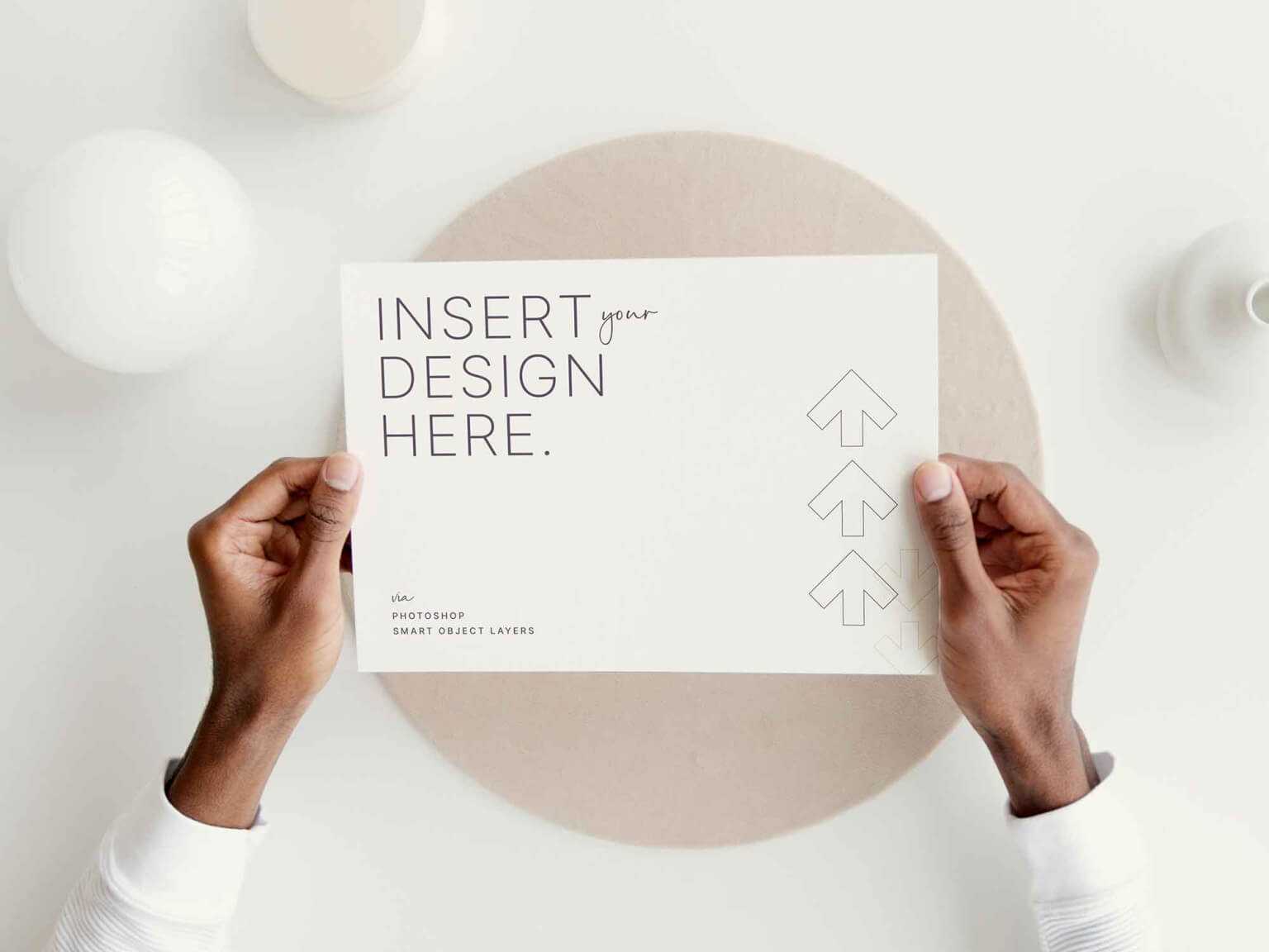 Hand Holding Landscape Letter Free Mockup PSD